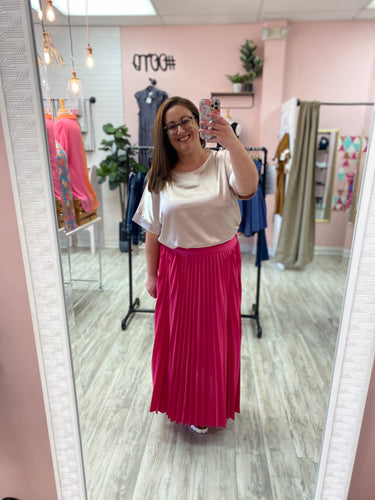 Jodifl Pink Solid Pleated Skirt